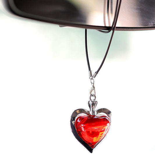 Red Heart-Shaped Car Hanging Ornament – Stylish Rearview Mirror Accessory